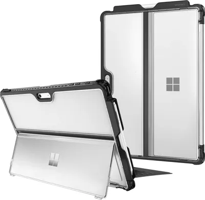 Produktbild von Fintie Hülle für Microsoft Surface Pro 7+ /Pro 7 / Pro 6 / Pro 5 /Pro LTE, Stoßfeste Robuste Hartschalen Schutzhülle mit Stifthalter Original Ständer, Kompatibel mit Type Cover Tastatur, Klar(Matt)