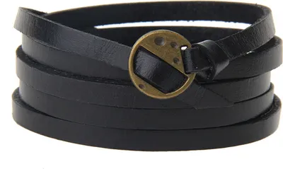 Produktbild von Mehrschichtiges Kunstlederarmband Vintage Handgelenkband Längenverstellbar Schnalle Buchstaben Design Punk Gürtel Armreif Armband Männer Geschenk