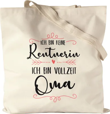 Produktbild von Keine Rentnerin sondern Oma Jutebeutel Stoffbeutel Canvas Lustig Spruch Geschenk Rente Ruhestand Pension Omi