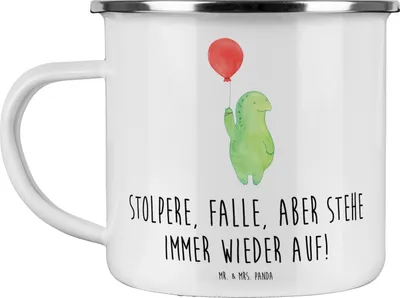 Produktbild von Mr. & Mrs. Panda Emaille Tasse Fehler machen und daraus lernen - Weiß - Geschenk, Vertrauem, Mutmacher, Chancen, Campingbecher, Teetasse, Motivation, Mut, Zuversicht