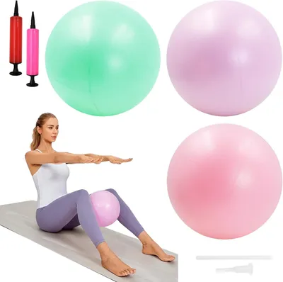 Produktbild von Pilatesball 25 cm, 3er-Set, rutschfest, mit Pumpe, für Fitness