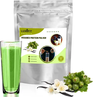 Produktbild von Vanille Stachelbeere Veganes Protein Eiweiß Pulver Zuckerfrei 1 kg