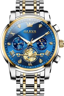 Produktbild von Uhren Herren Chronograph Wasserdicht Analog Quarz Uhr Herren Mode Lässig Business Leuchtend Edelstahl Großgesicht Herrenuhr