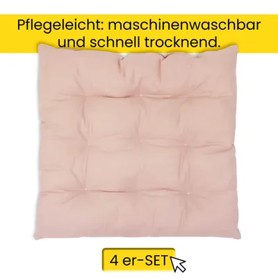 Produktbild von Amilian Stuhlkissen 4er set 40x40 mit Band - Sitzkissen Outdoor Indoor - Sitzkissen 40x40 - Sitzpolster Outdoor - Sitzpolster Outdoor / Lachs