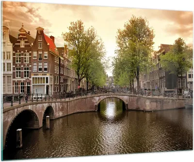 Produktbild von Bilder auf glas - Kanal Wasser Amsterdam Fahrrad - 100x70cm - Glasbilder - Wandbilder - Kunstdruck - zum Aufhängen bereit - Wanddekoration aus Glas - Glas Bilder - Wandbild auf Glas - GAA100x70-2697