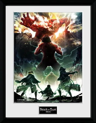 Produktbild von Attack on Titan Poster gerahmt | Plakat Staffel 2 von Shingeki no Kyojin | Key Art | 30x40 cm