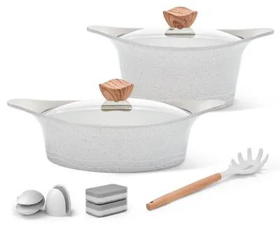 Kochtopf-Set Granit, 2 Töpfe mit Deckel, 24+28 cm, Induktion