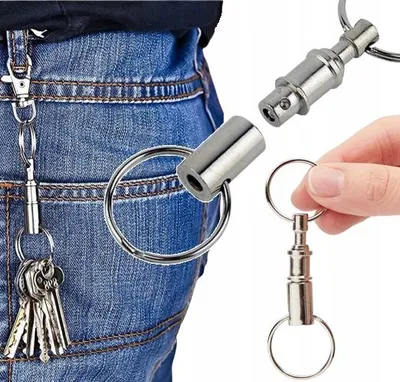 Produktbild von Schlüsselanhänger mit Doppelring und Schnellverschluss, Silber