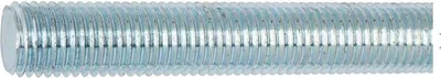 A close-up, side view of a threaded rod.