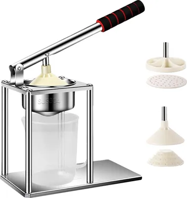 Produktbild von Manuelle Saftpresse, lebensmittelechter Edelstahl, ergonomischer Griff, 2-IN-1 Köpfe