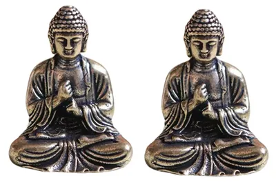 Mini-Buddha-Figuren aus Messing, 2 Stück, 2,8 x 2,4 cm