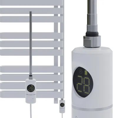 Produktbild von Elektro Heizstab Heizlanze Heizelement zum Nachrüsten für Badheizkörper Patrone Digital Display Weiß 600W