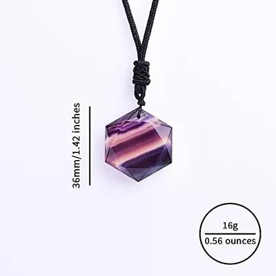 Produktbild von Kette mit Regenbogen-Fluorit-Kristall und Anhänger in Form eines Hexagramms