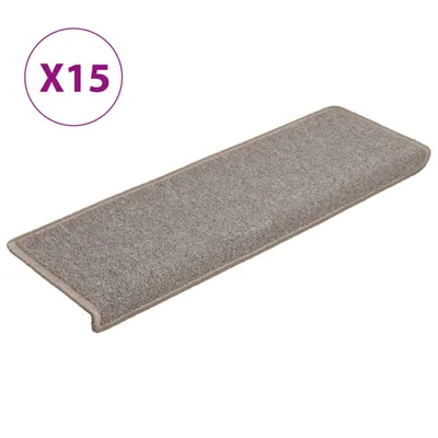 Obrázok produktu pre Schodové rohože 15 ks 65x21x4 cm svetlohnedé s obdĺžnikovým okrajom