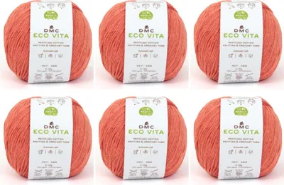 Immagine prodotto di 6x DMC Eco Vita – Filato composto da 80% di cotone riciclato e 20% di fibre riciclate, 388, (colore 105)