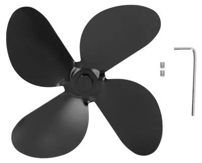 Produktbild von Ofenventilatorflügel, Aluminiumlegierung, 4 Flügel-Set-Set mit Sechskantschlüssel-Schraube zum Austausch, Schwarz