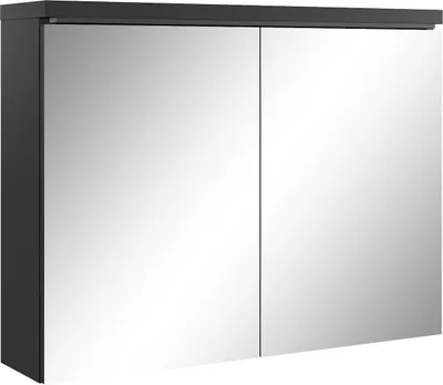 Image de Badplaats Armoire de toilette Paso 80 x 60 cm Noir - Armoire de salle de bain avec miroir et 2 portes