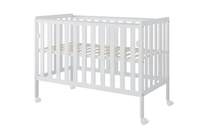 Produktbild von ZEE BAMBI Weiß Beistellbett Baby mit Rollen 120x60 cm Tragbar Babybett Verstellbarer Stubenwagen Kinder Bett 3-fach Höhenverstellbar