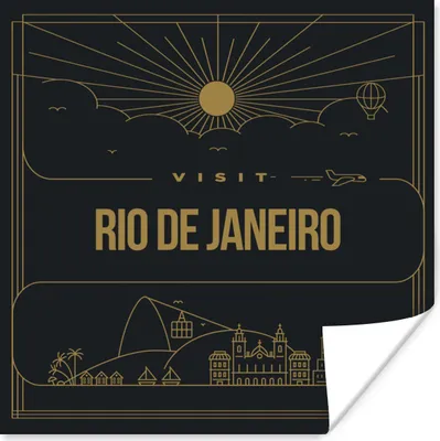 Produktbild von MuchoWow® Poster Stadt - Skyline - Rio de Janeiro - Schwarz 100x100 cm - Babyzimmer
