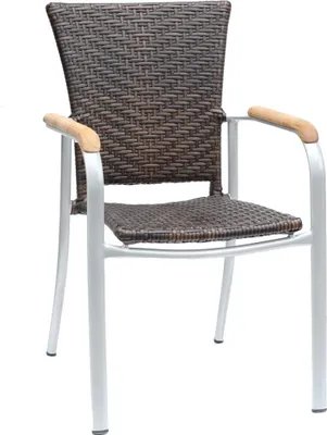 Produktbild von pemora Terrassenstuhl Gartenstuhl Stapelstuhl mit Armlehnen NELLI kaffeebraun