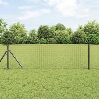 Produktbild von Zaunpfosten Set mit 2 Stück in Grau, 70 cm aus pulverbeschichtetem Stahl, für Zaunmontage, wetterfest für Garten und Terrasse