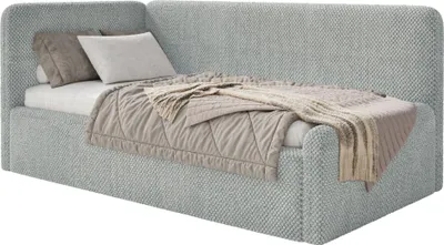 Produktbild von Selsey Fanko –Jugendbett 90x200 cm mit Kopfteil links, Plüsch, Grau