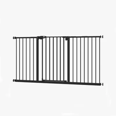 Produktbild von Türschutzgitter Ohne Bohren Metall Kunststoff PawHut Absperrgitter Schutzgitter für Haustier 136.3 cm x 76.2 cm