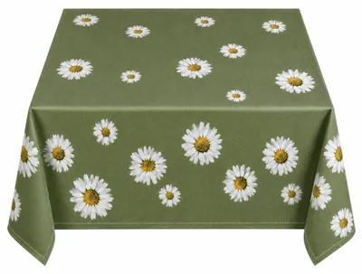 Produktbild von Tischdecke 85x85 cm oliv grün quadratisch Gänseblümchen Frühling Gartendecke Mitteldecke