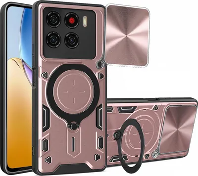 Produktbild von Outdoor Panzer Hülle für ZTE Blade A56 Handyhülle mit Slide Kameraschutz Ringhalter Bumper in Rosegold