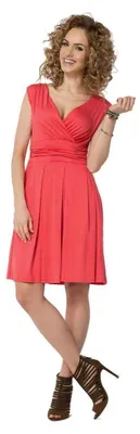 Produktbild von Minikleid mit Überlappender V-Ausschnitt + MAMA Umstandsmode, Koralle 2XL/3XL 44/46
