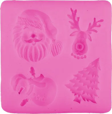 Imagen del producto de Molde de silicona para fondant, con 4 motivos navideños, de aproximadamente 7,3 x 7,3 x 1,2 cm