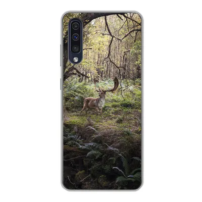 Produktbild von MuchoWow® Handyhülle Schutzhülle Hülle für Samsung Galaxy A30s Waldtier - Hirsch - Sonne Silikon Softcase Handy Hülle - Karteninhaber