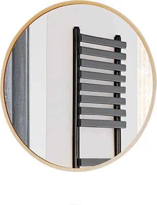 Produktbild von Badezimmer LED Spiegel, rund, 60cm Durchmesser, in gold matt gebürstet MIRROR-56, B/H/T ca. 60/60/3,5 cm