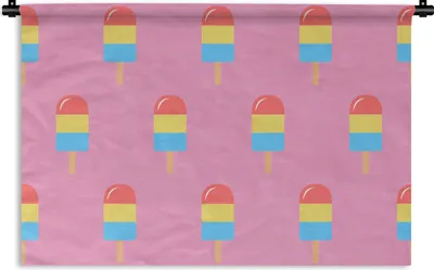 Produktbild von MuchoWow® Wandteppich Wandbehang Eis - Muster - Rosa 120x80 cm Tapisserie Dekoration Wandtuch - Wanddekorationen - Wandtücher