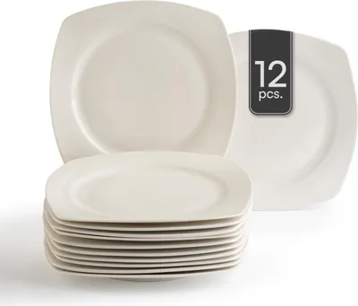 Produktbild von Speiseteller - 28 x 28 cm - Weiß - Bone China - eckig - 12er Set
