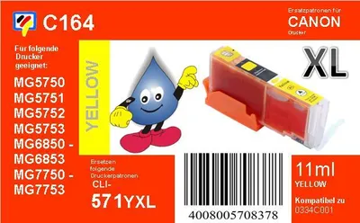 Produktbild von CLI-571YXL Dr. Inkjet Ersatzpatrone yellow mit 11ml Inhalt - ersetzt CLI-571YXL