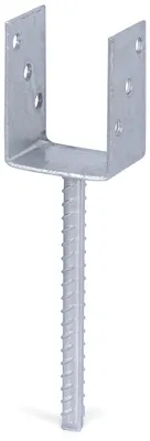 Produktbild von Alberts U-Pfostenträger | mit Betonanker aus Riffelstahl | feuerverzinkt | lichte Breite 75 mm | Länge Betonanker 200 mm