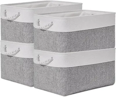Image de Ibenzoa® : Lot de 4 boîtes de rangement pliables en tissu, dimensions 36 x 26 x 18 cm – compatibles avec les étagères IKEA Kallax et autres étagères