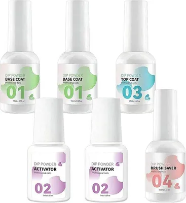 Obrázek produktu pro Sada 6 kusů: dehydrator na nehty, primer na nehty, podklad, vrchní lak, čistič štětců