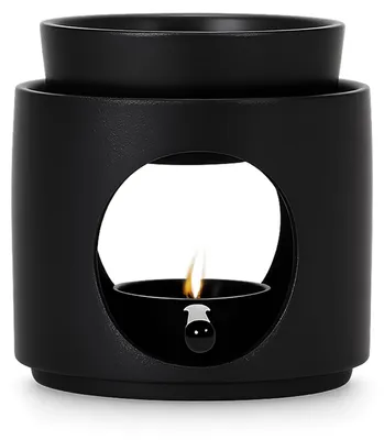 Keramik-Duftlampe mit Teelichthalter, Aromalampe, schwarz