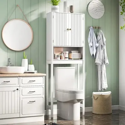 Image de Toilettes suspendues avec portes et étagère réglable