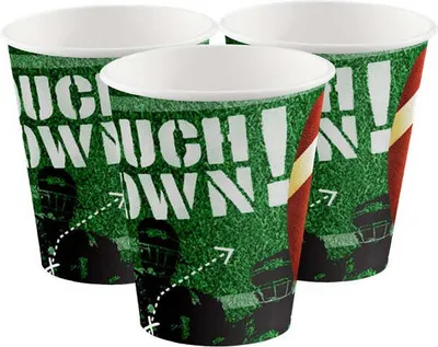 Produktbild von Amscan 9912277 - Becher Touchdown, 6 Stück, Fassungsvermögen 250 ml, Papier, Football, Einwegbecher, Partygeschirr, Motto-Party Ihr neuer Vorschlag