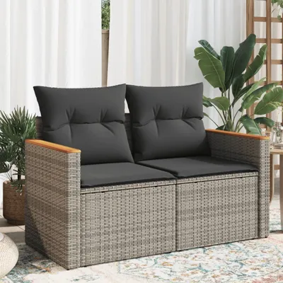 Produktbild von ZMH Gartensofa 2-Sitzer mit Kissen Grau Poly Rattan