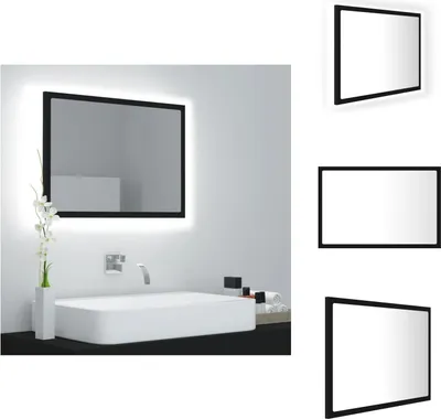 Obrázok produktu pre vidaXL LED kúpeľňové zrkadlo čierne 60x8,5x37 cm akrylové - Kúpeľňové doplnky