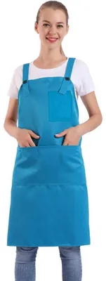 Productafbeelding van Schort met zak, verstelbaar, comfortabel, voor dames en heren, geschikt voor de keuken en koken, kleur: Scuba Blue