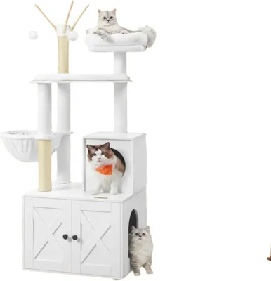 Obrázek produktu pro Kočičí strom s toaletou pro kočky – úsporný design – 57,5 x 50 x 151 cm