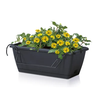 Produktbild von Balkon Blumenkasten mit Halterung und Bewässerungssystem - 4 Stück / 40 cm