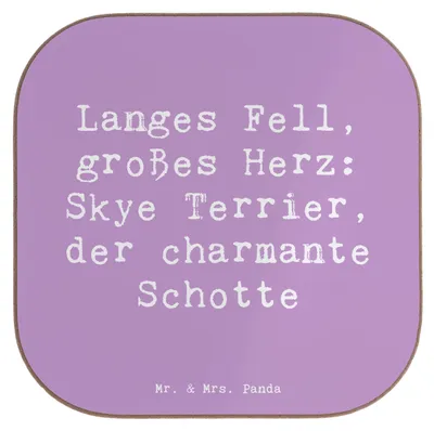 Produktbild von Mr. & Mrs. Panda Tischuntersetzer Spruch Skye Terrier - Lavendeltraum - Geschenk, Untersetzer für Gläser, Hunderassen, loyal, Hundeliebhaber, langer Hund, Hunderasse