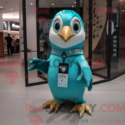 Produktbild von Türkisfarbenes REDBROKOLY Pinguin-Maskottchenkostüm mit Jogginghose und Schlüsselanhänger