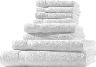 Produktbild von XL-Set 8tlg Frotteetücher Elegance 100% Baumwolle 500 gsm Gästetücher Handtücher Duschtücher Badetücher weiß